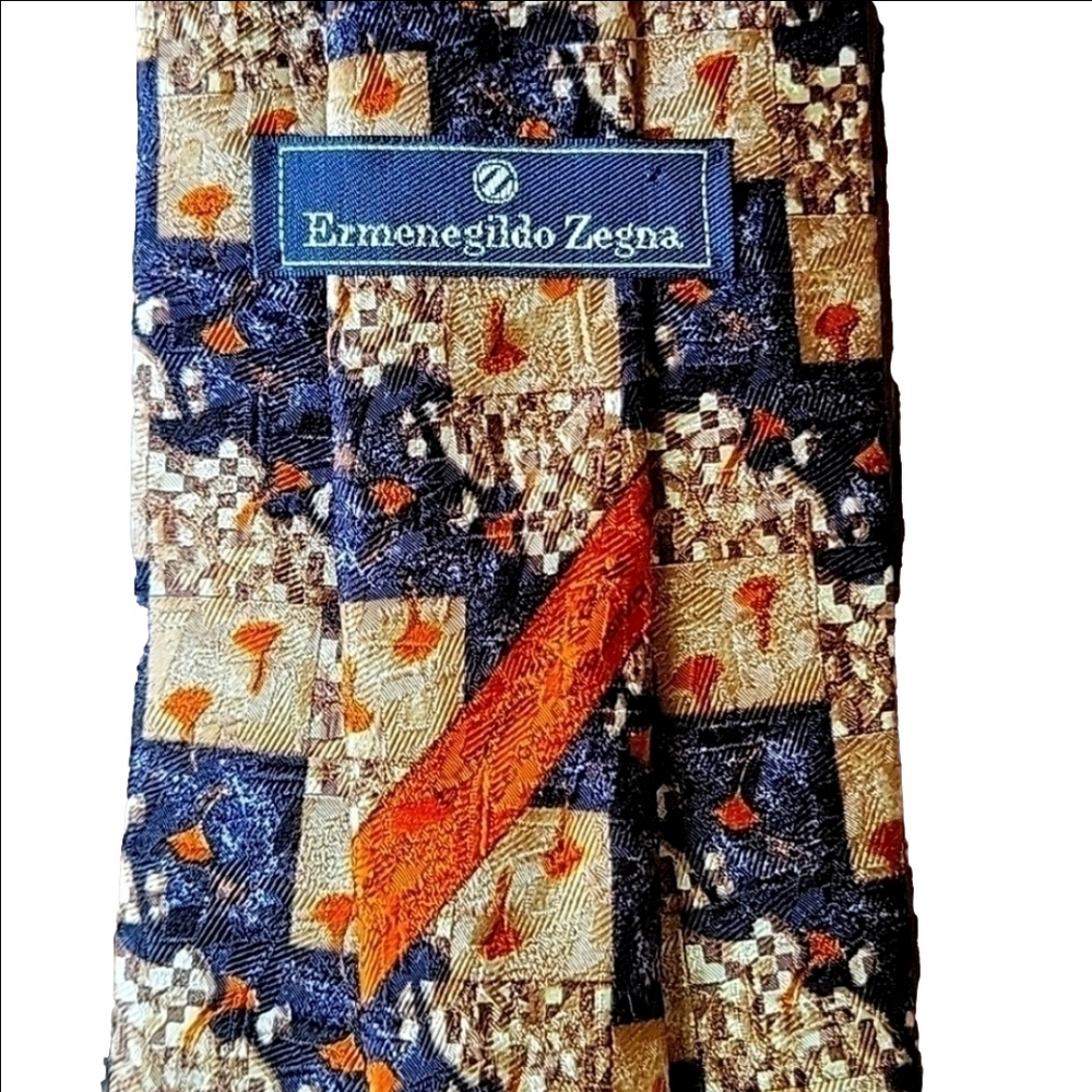 Ermenegildo Zegna Italian 100%Silk Men's Designer's Abstract Necktie Geometrical